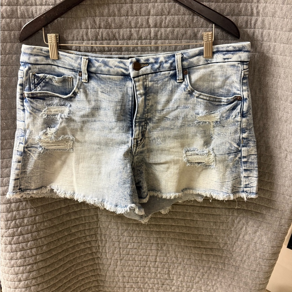 BKE Light Blue Distressed Jean Shorts
